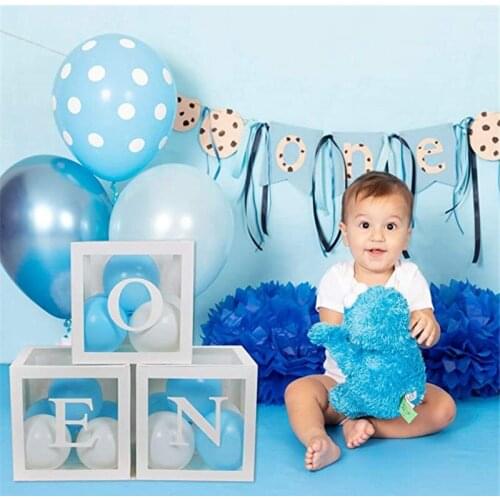 CYUAN Transparent Packing Box LOVE Wedding Balloon Box Baby 1st Birthday Party Decoration Gift Boy Girl Baby Shower Supplies
