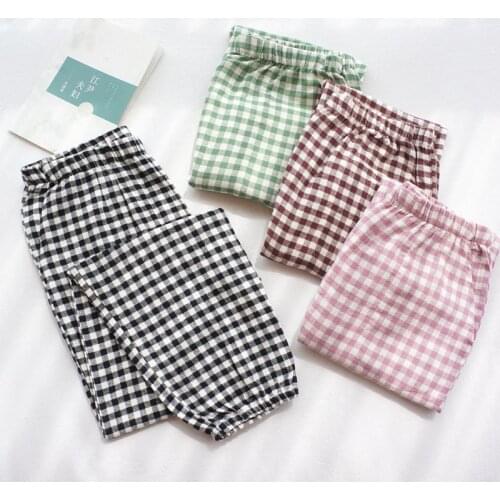 Autumn/Winter Women Checked Brushed Plaid Printed Home Pants Simple and Natural Casual Pants Thermal Pajama Pants Closure Pants