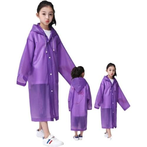 2021 Childrens Outdoor Travel Adult Thick Transparent EVA Raincoat Poncho Impermeable Hooded Rain Coat Reuse raincoat