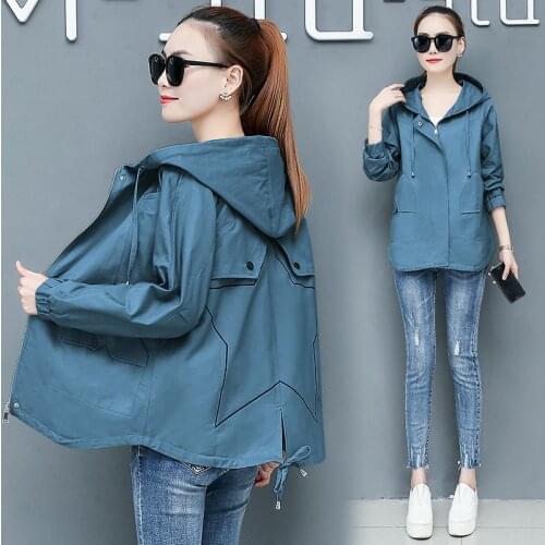 Women Jacket 2021 New Autumn Long Sleeve Hooded Windbreaker Female Loose Basic Coat Fashion Jackets Outwear Plus Size 4XL