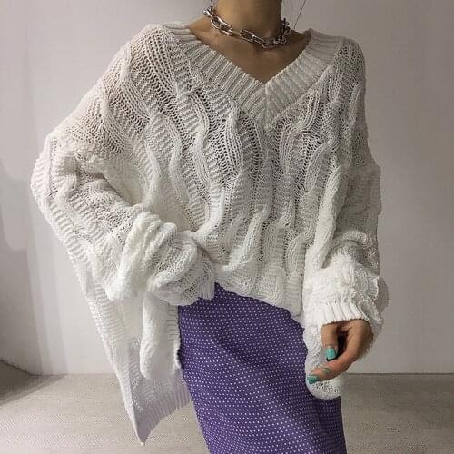White Green Grey Woman Sweater Top Jumpers Women Loose 2021 Korean Thick Knitted Winter Pollover Autumn Cute Solid Warm Knitwear