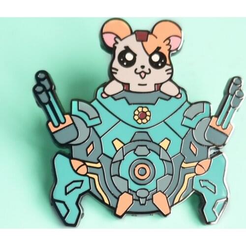 Hammonds Hamtaro Mash Up Hard Enamel Pin Kawaii Animal Hamster Medal Brooch Jewelry Overwatchs Game Fan Gift