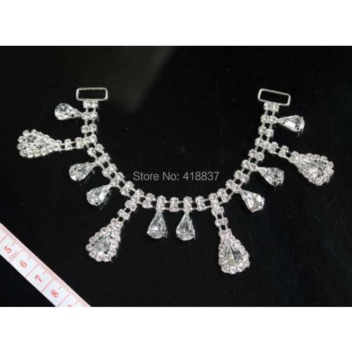10pcs Water Drop Crystal Rhinestone Bikini Connectors/ Buckle Metal Chain With Acrylic For Swimming Wear Bikini Decoration