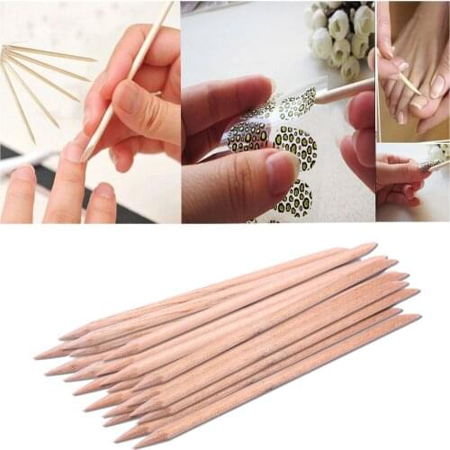 New 100/50/30/20pcs/set Orange Women Lady Double End Nail Art Wood Stick Cuticle Pusher Remover Pedicure Manicure Tool