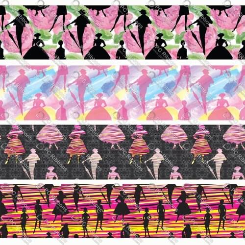 16-75MM Fashion Woman Background Printed Grosgrain Polyester Ribbon 50Yards Gift Wrapping Diy Bows Wedding Drections Ribbons