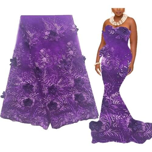 2022 Swiss Lace Fabric 5 Yards Tulle Net African Lace Fabric 2021 High Quality Lace 3d Appliqued Nigerian French Lace Fabric