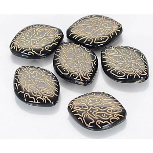 Miasol 50 Pcs 16x20 MM Vintage Inspired Ethnic Rhombus Acrylic Antique Style Design Spacer Beads For Diy Bracelet Jewelry Making