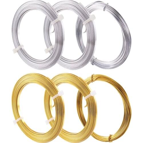 6rolls/set Flat/Round Aluminum Wire Jewelry Findings For Jewelry Making DIY Aluminum Craft Wire Golden Silver Color Beading Cord