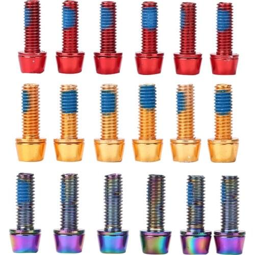 6 Pcs Bicycle Stem Screw Mi Xim M6 18mm Bicycle Headset Stem Bolt Screws for Disc Brake V Brake Titanium plating anti-corrosion