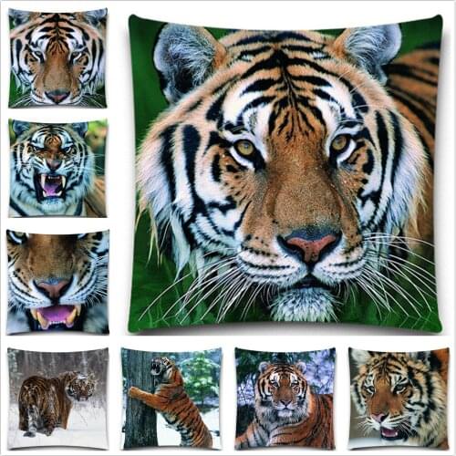 5 size Wild Animal Style Cushion Cover Tiger Pattern Cotton Polyester Pillow Cover Square Pillow Case Home Decor