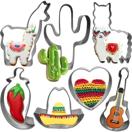 Omilut Mexico Alpaca Mold Cactus Alpaca DIY Mold Set Stainless Steel DIY Cake Biscuit Mold Pastry Fruit Jelly Cut Mold Baking Ca