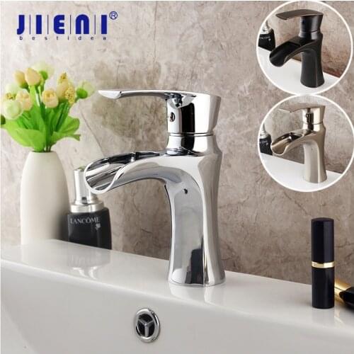 JIENI Chrome Polish Deck Mounted Bathroom Faucet Tap 3 Colors Black ORB Nickel Brushed Basin Vessel Sink Water Mixer Tap Faucet
