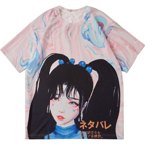 Kawaii Anime Women T Shirt Y2k 2021 Summer Tops Tees Harajuku Tshirt for Women Streetwear Vintage Fashion Femme T-shirts