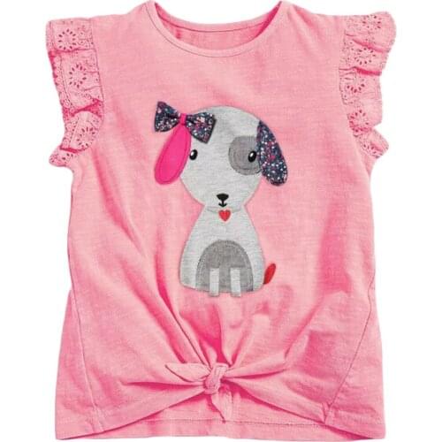 Children 2021 Summer Baby Girl Tee Tops Rainbow Bunny Print Brand Casual Cotton Short Sleeve T Shirt for Kids 2-7 Years