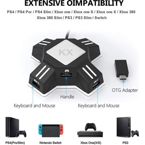 KX Keyboard And Mouse Converter For Nintendo Switch Xbox One PS4 & PS3 Consoles to Play FPS shootout Games Accessories
