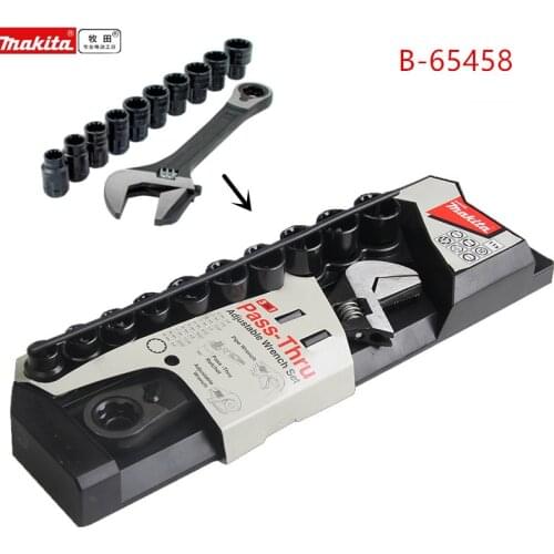 Makita B-65458 B-65458C 11pc Reversible Adjustable Wrench + Spline Sockets for DTW190 DTW251 DTW285 DTW181 DTW100 DTW450
