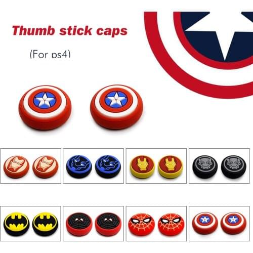 2pcs Marvel Ironman Spiderman Soft Silicone Thumb Grip Stick Cap Cover for PS4 Controller for XBOX ONE Joystick Cap Accessories