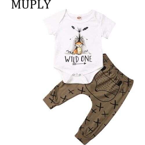 Newborn Baby Boy Girl Cute Animal print Clothes Tops Short Sleeve Romper + Pants Leggings 2Pcs Clothes Outfits 0-18M