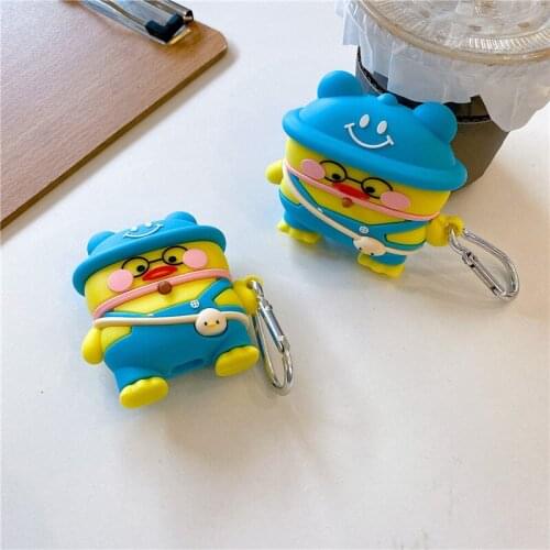 Cute Cartoon Duck Earphone Case Protective Anti-fall Wireless Headphone Earphone Soft Silicone Cover for Apple Airpods Pro 1 2