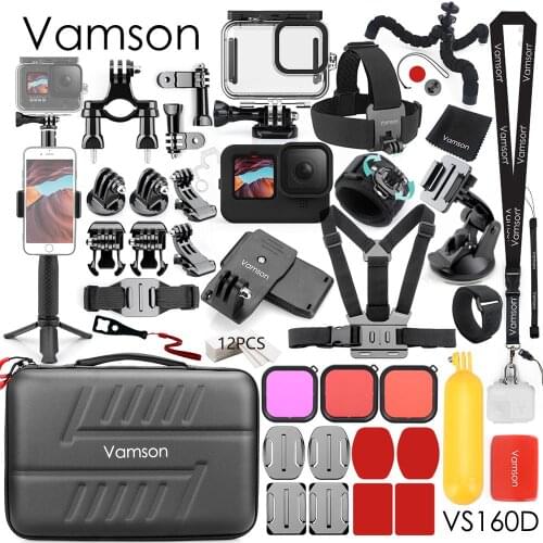 Vamson Accessories Set for GoPro 9 Black Tripod Monpod Mount Waterproof Housing Case Silicone Case VS160