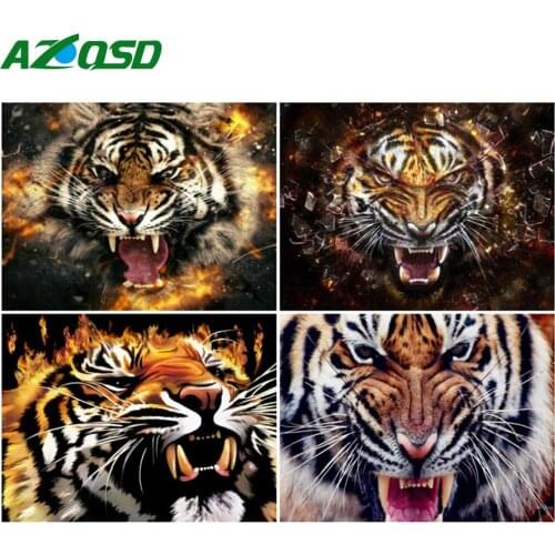 AZQSD Diy Frame Painting By Number TigerDrawing On Canvas Coloring By Numbers Animal Kits Modern Wall Art Gifts