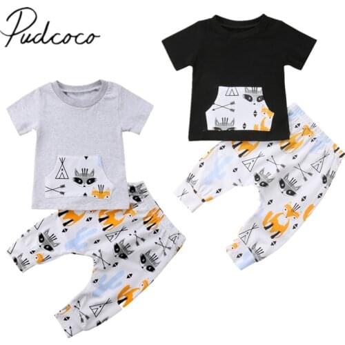 2018 Brand New Infant Toddler Baby Boy Outfits Clothes Short Sleeve Tops Pocket Shirt Pants 2pcs Set Children Summer Sunsuit