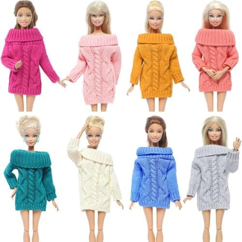 Handmade Colourful Doll Coat Pure Cotton Sweater Winter Knitted Tops Dress Clothes for Barbie Doll Girl Accessories DIY Toy