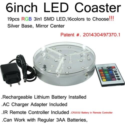 Rechargeable Decorative LED Centerpiece Light Base 19pcs SMD5050 RGB Multicolors with Remote Controller