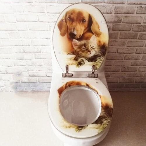 Animal cat & dog pattern OUV shape slow- close Resin toilet seats cover,stainless steel slow drop quick release hinge,J19397