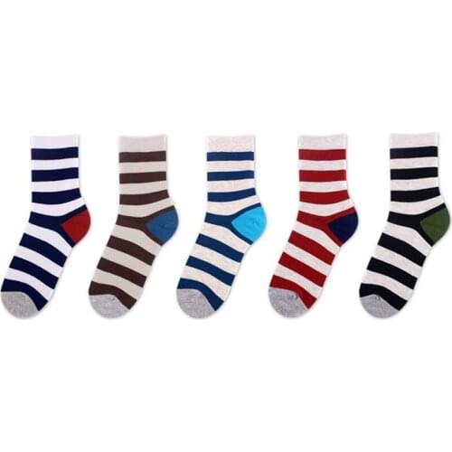 Stripe Stitching Color Fashion Colorful Man Happy Socks Funny Japanese Harajuku Casual Cotton Male Business Socks Autumn Winter
