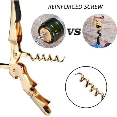 Gold Plated Corkscrew Double Hinge Waiters Wine Key Bottle Opener Party Bottle Opener E7