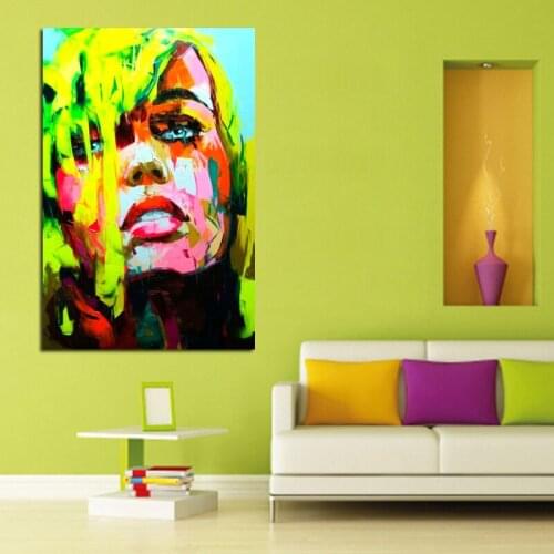 Handpainted Modern Abstract Portrait Pictures Oil Paintings High Quality Art Colorful Wall Pictures Fashion Girl Home Decor