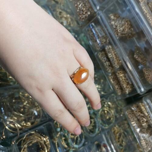 Real shot 2021 Spring and summer 14K Gild Handmade simplicity Featured agate ring Faded fashion, gender-oriented anillos mujer