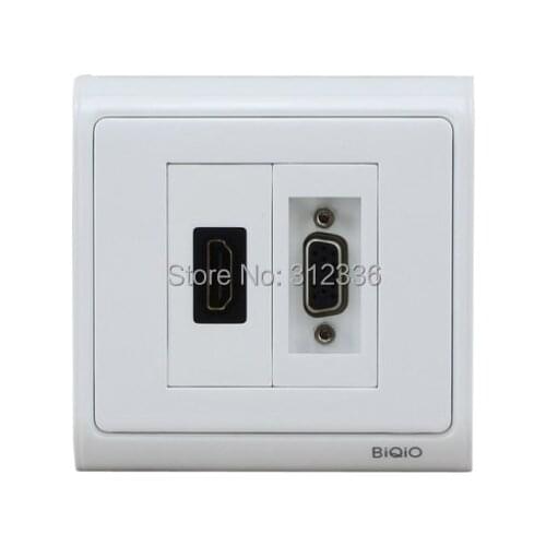 Free shipping 86mm wall socket HDMI and VGA connector Directly multifunctional socket Multi-Media Socket