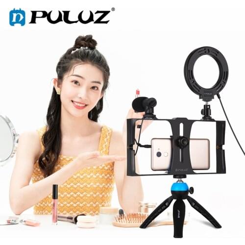 PULUZ Handheld Filmmaking Recording Vlogging Youtube Vlog Phone Video Rig Stabilizer Film Steady Handle Grip Rig For Smartphones