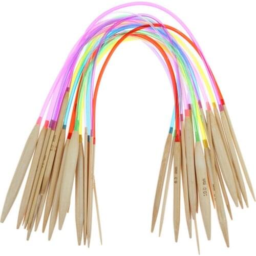 2020 New Hot Fashion 18 pieces Circular bamboo with colorful plastic cording Knitting Needles knitting tools for yarn