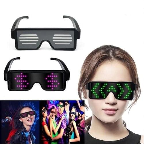 USB Charging LED Lighting Eyeglasses Glowing 4 Colors 10 Patterns Luminous Glasses for Halloween Bar KTV Party Bar Using