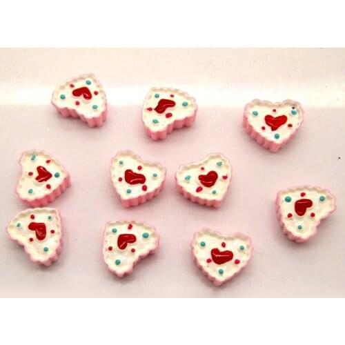 20Pcs Resin Heart Cake Decoration Crafts Flatback Cabochon Scrapbooking Fit Phone Embellishments Beads Diy Accessories