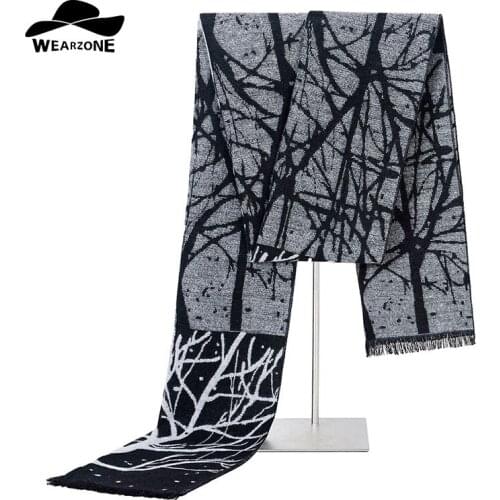 WEARZONE Mens Winter Print Scarf Cashmere 2017 Fashion New Designer Casual Warm Elk Scarf Shawl Tassels Business Scarves