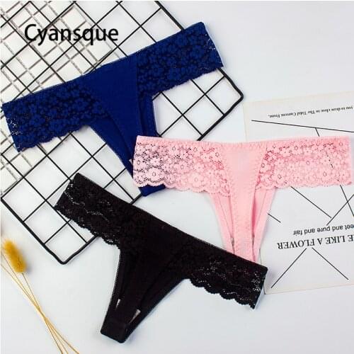 1 Pcs Woman Underwear Sexy Lace Panty Cotton Sprots Female T-back Solid Soft Lace G-string Thong For Woman Seamless Cotton New