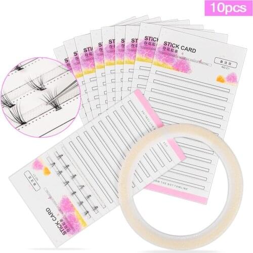 10Pcs Grafting Eyelash Blossom Stick Card with Adhesive Tape Lash Extension Set