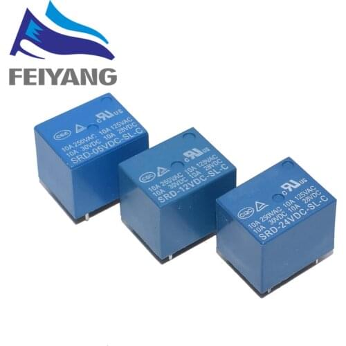 10PCS DC 5V 12V 24V Power Relay SRD-05VDC-SL-C PCB Type SRD-12VDC-SL-C PCB Type SRD-24VDC-SL-C PCB Type