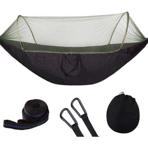 2021 Camping Hammock with Mosquito Net Pop-Up Light Portable Outdoor Parachute Hammocks Swing Sleeping Hammock Camping Stuff