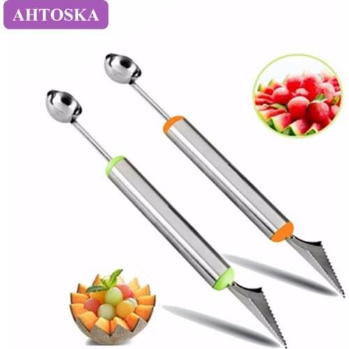 AHTOSKA 2PC/Lot Melon Baller And Fruit Carving Knife Fruit Digging Tool Kitchen Fruit Tools