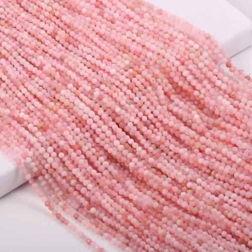 Natural semi precious stone beads Circular section Pink Opal DIY for making Bracelet Necklace 38cm / piece