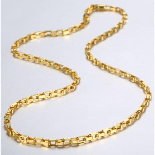 Fashion 3mm Mens Womens Necklace Chain Open Box Link Gold Filled Necklace Wholesale Dropshipping Jewelry 18-24" DGN376