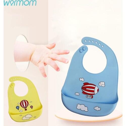 Warmom Silicone Baby Bib Adjustable Tightness Soft Silicone Bib Waterproof Cartoon Animals Shape Bib Safe Material Baby Bib New