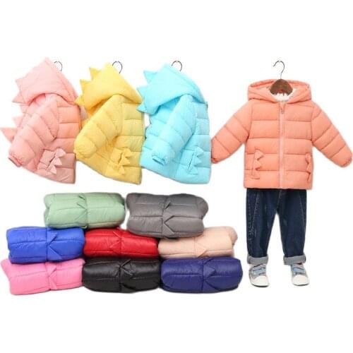 2021 Korean Cute Baby Girls Cartoon Jacket Kids Boys Light Down Coat Ear Hoodie Spring Girl Clothes Infant Children Fashion Coat