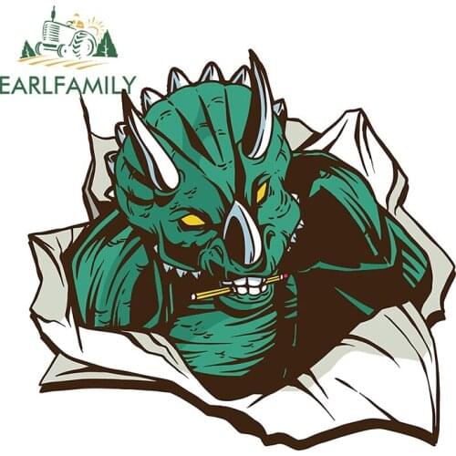 EARLFAMILY 13cm x 12.5cm For Triceratops with Pencil Car Sticker Scratch-Proof Sunscreen Decal Bumper Windows Graffiti Graphics