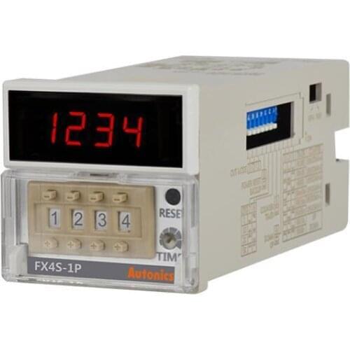 FX4S-1P4 Counter & Timer, 1/16 DIN, 4-Digit, LED, 1 Preset, Relay & NPN Output, 100-240 VAC 50/60 Hz